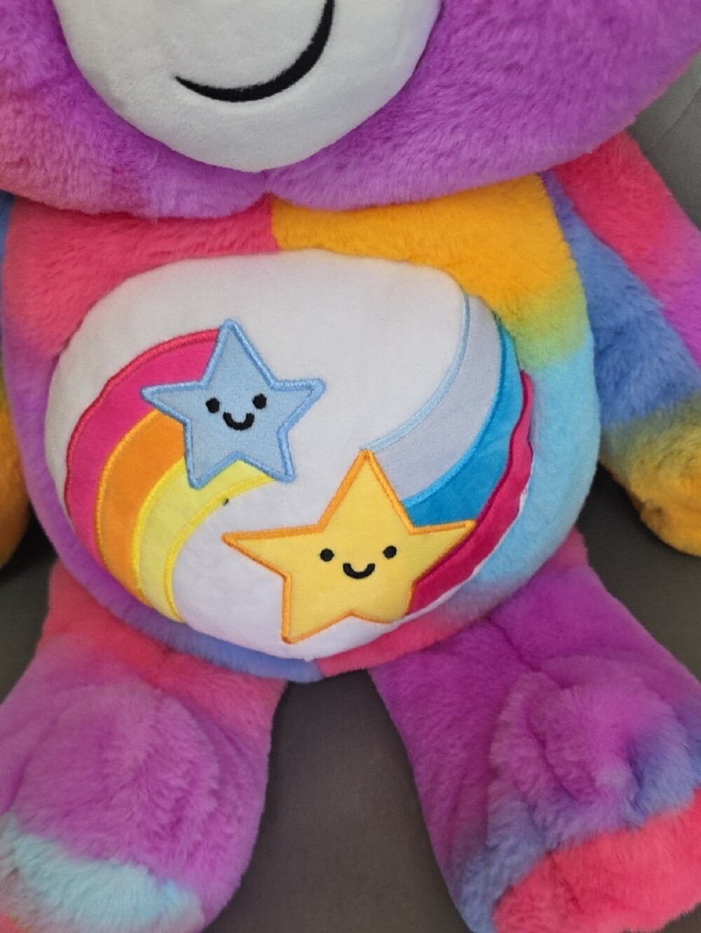 24" Care Bears Rainbow Star Belly Plush - Dare To Care Bear - Picture 3 of 7